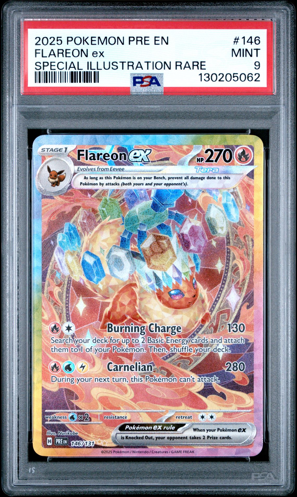2025 Pokemon Pre En-Prismatic Evolutions Flareon Ex #146 (Special Illustration Rare) Mint 9 front