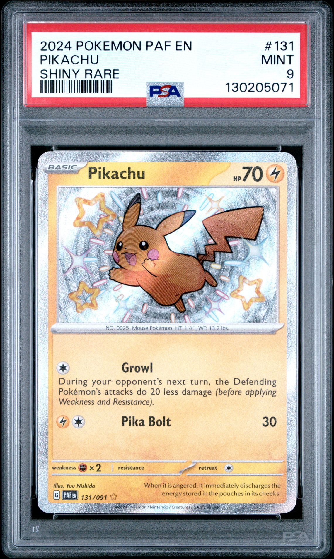 2024 Pokemon Paf En-Paldean Fates Pikachu #131 (Shiny Rare) Mint 9 front