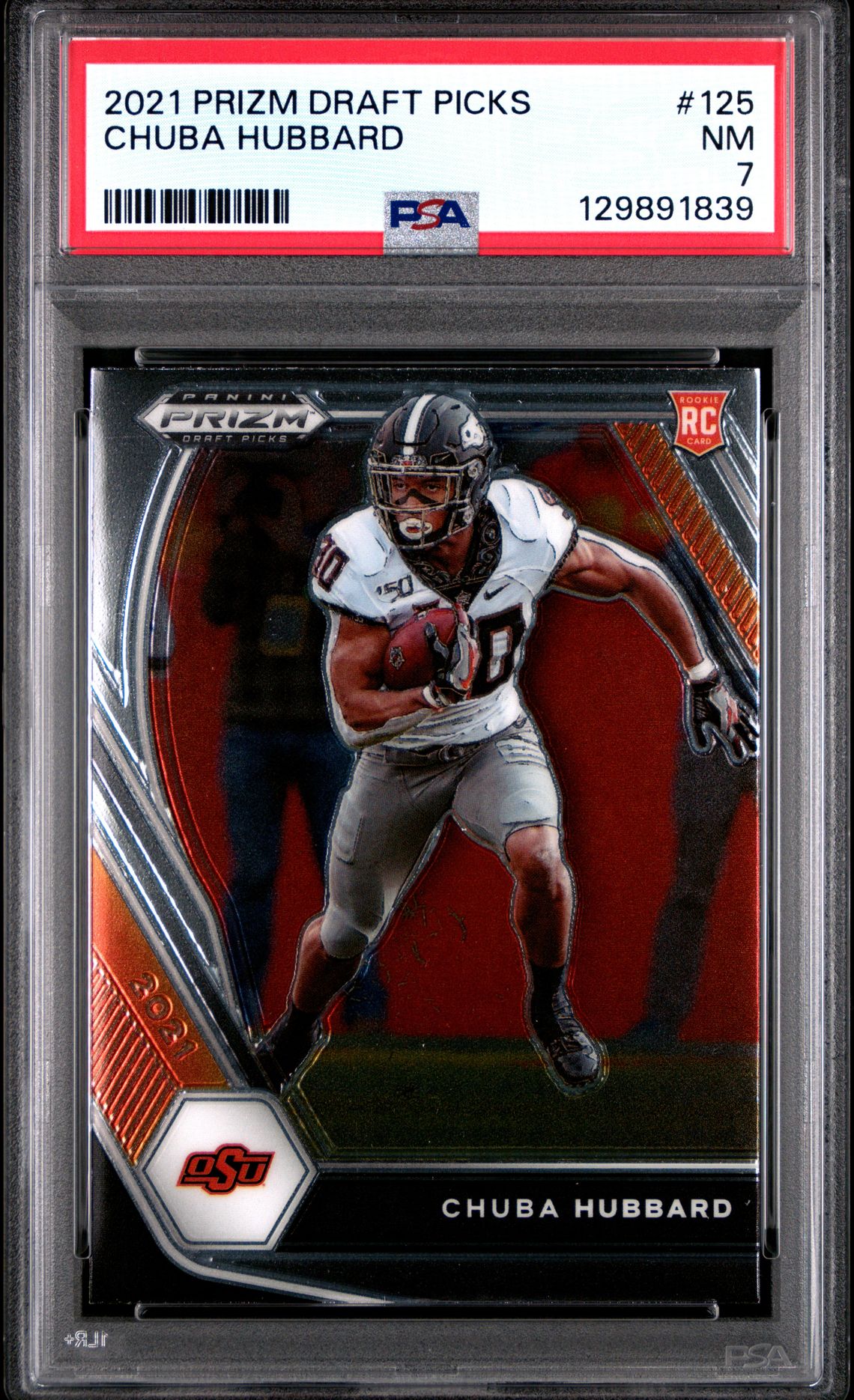 2021 Panini Prizm Draft Picks Chuba Hubbard #125 Nm 7 front