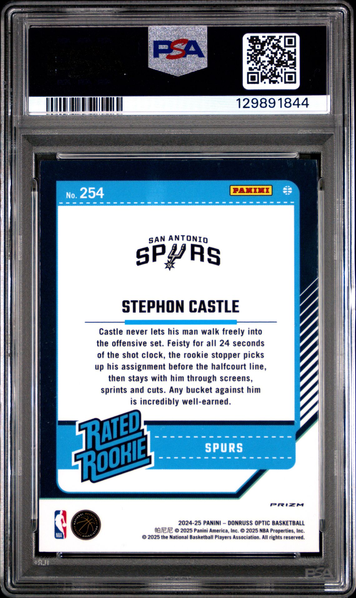 2024 Panini Donruss Optic Stephon Castle #254 (Holo) Gem Mt 10 back