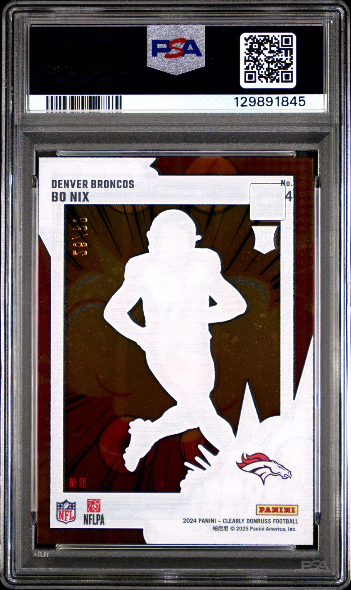 2024 Panini Clearly Donruss Clearly Bomb Squad Bo Nix #4 (Clearly Bomb Squad-Red) Gem Mt 10 back