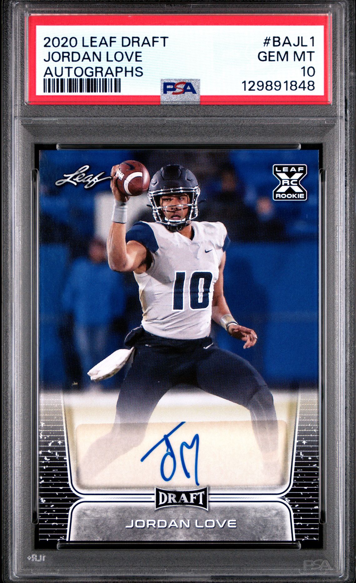 2020 Leaf Draft Autographs Jordan Love #Bajl1 (Autographs) Gem Mt 10 front