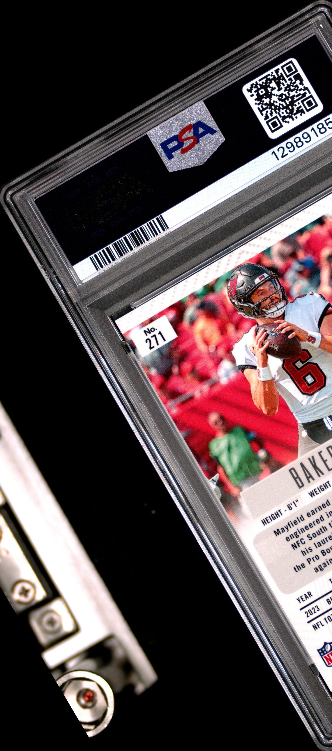 2024 Panini Prizm Deca Baker Mayfield #271 (Green Shimmer Fotl) Gem Mt 10 back