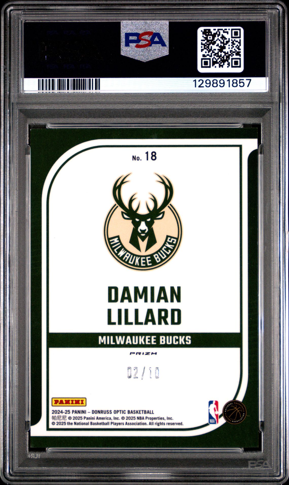 2024 Panini Donruss Optic Elite Dominators Damian Lillard #18 (Elite Dominators-Gold) Nm-Mt 8 back