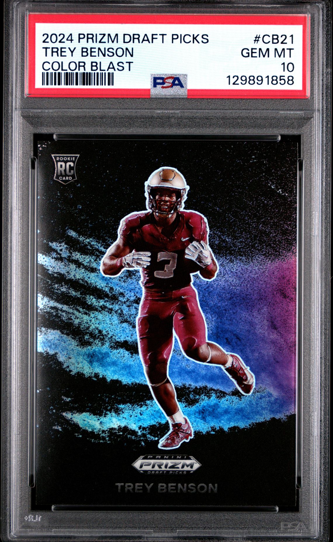 2024 Panini Prizm Draft Picks Color Blast Trey Benson #Cb21 Gem Mt 10 front