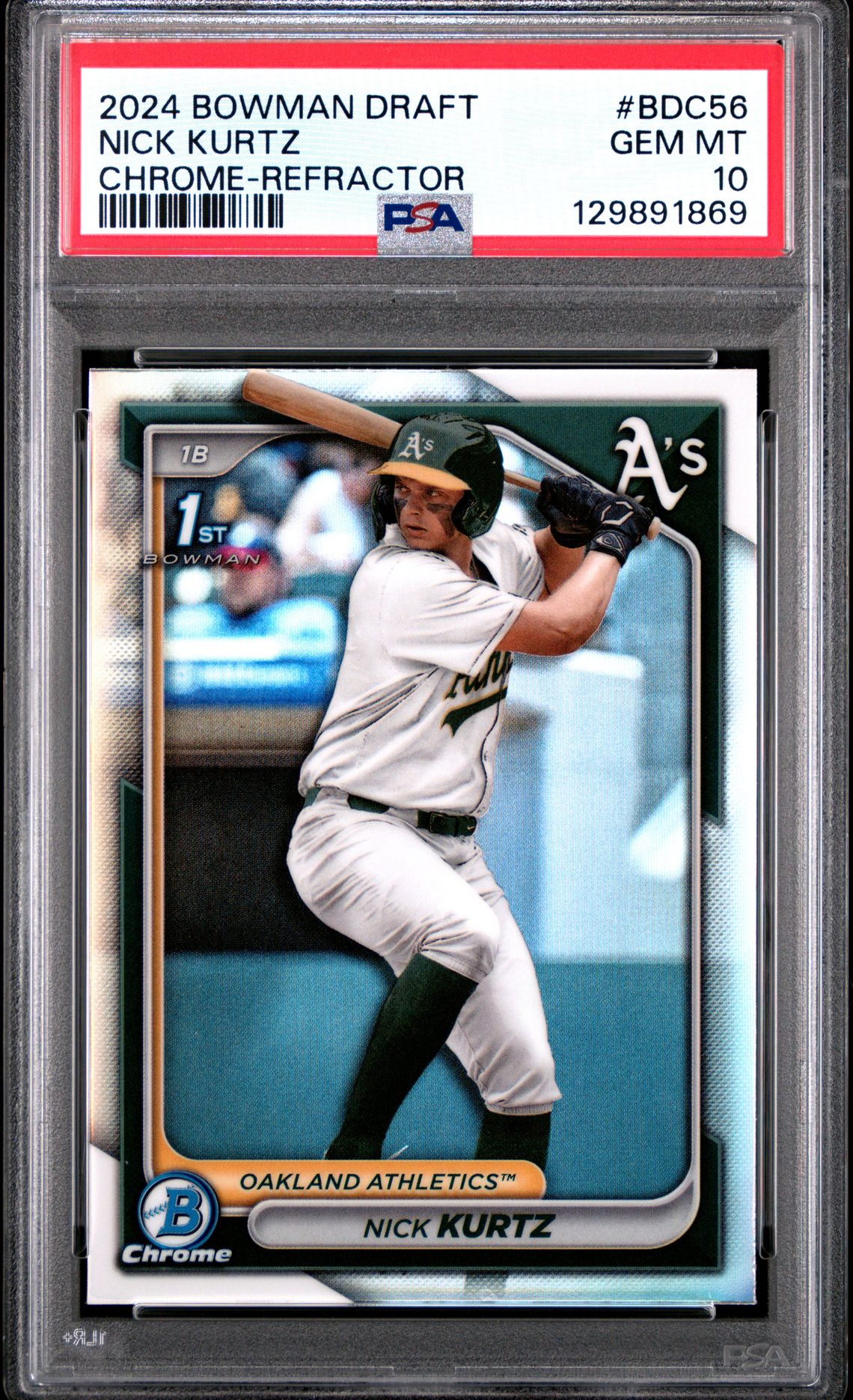 2024 Bowman Draft Nick Kurtz #Bdc56 (Chrome-Refractor) Gem Mt 10 front