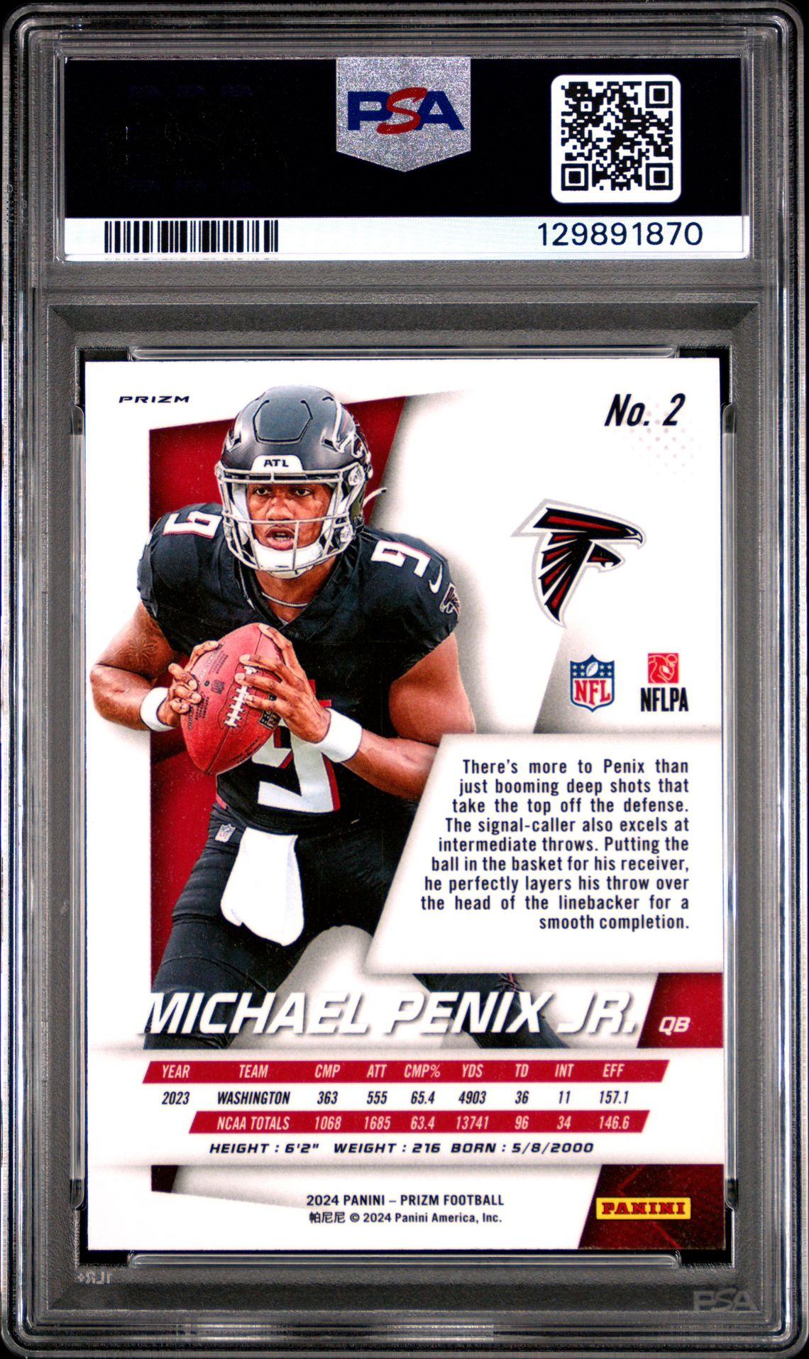 2024 Panini Prizm Prizm Flashback Rookie Michael Penix Jr. #2 Mint 9 back