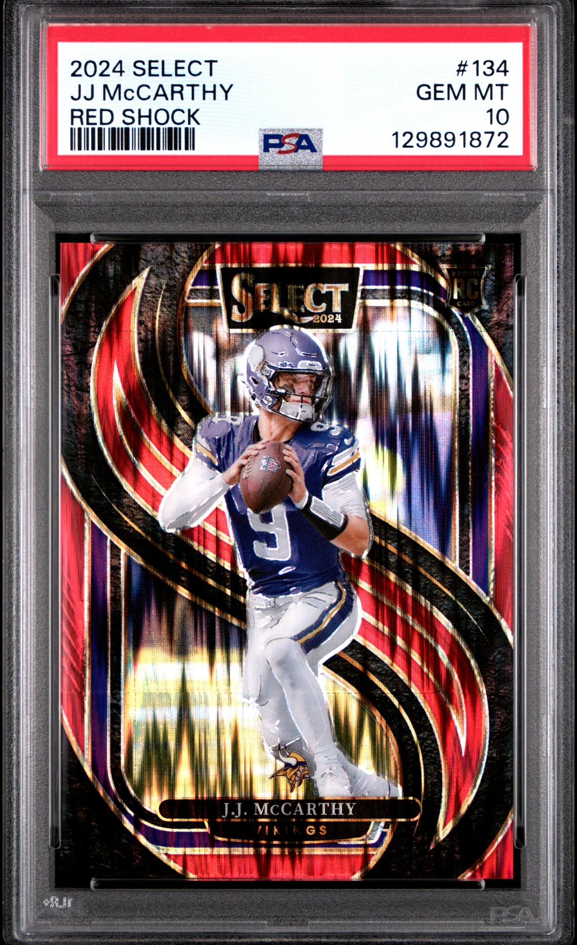 2024 Panini Select Jj Mccarthy #134 (Red Shock) Gem Mt 10 front