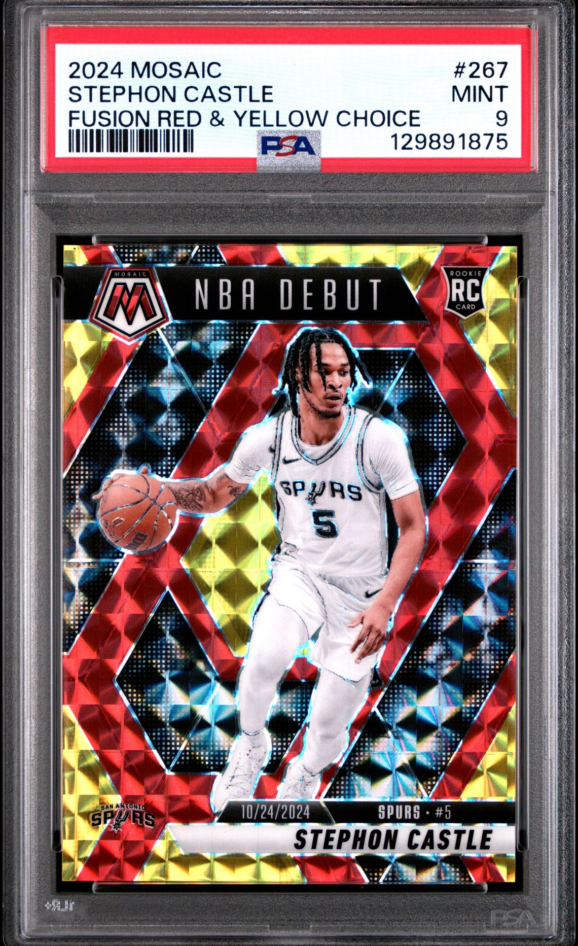 2024 Panini Mosaic Stephon Castle #267 (Fusion Red & Yellow Choice) Mint 9 front