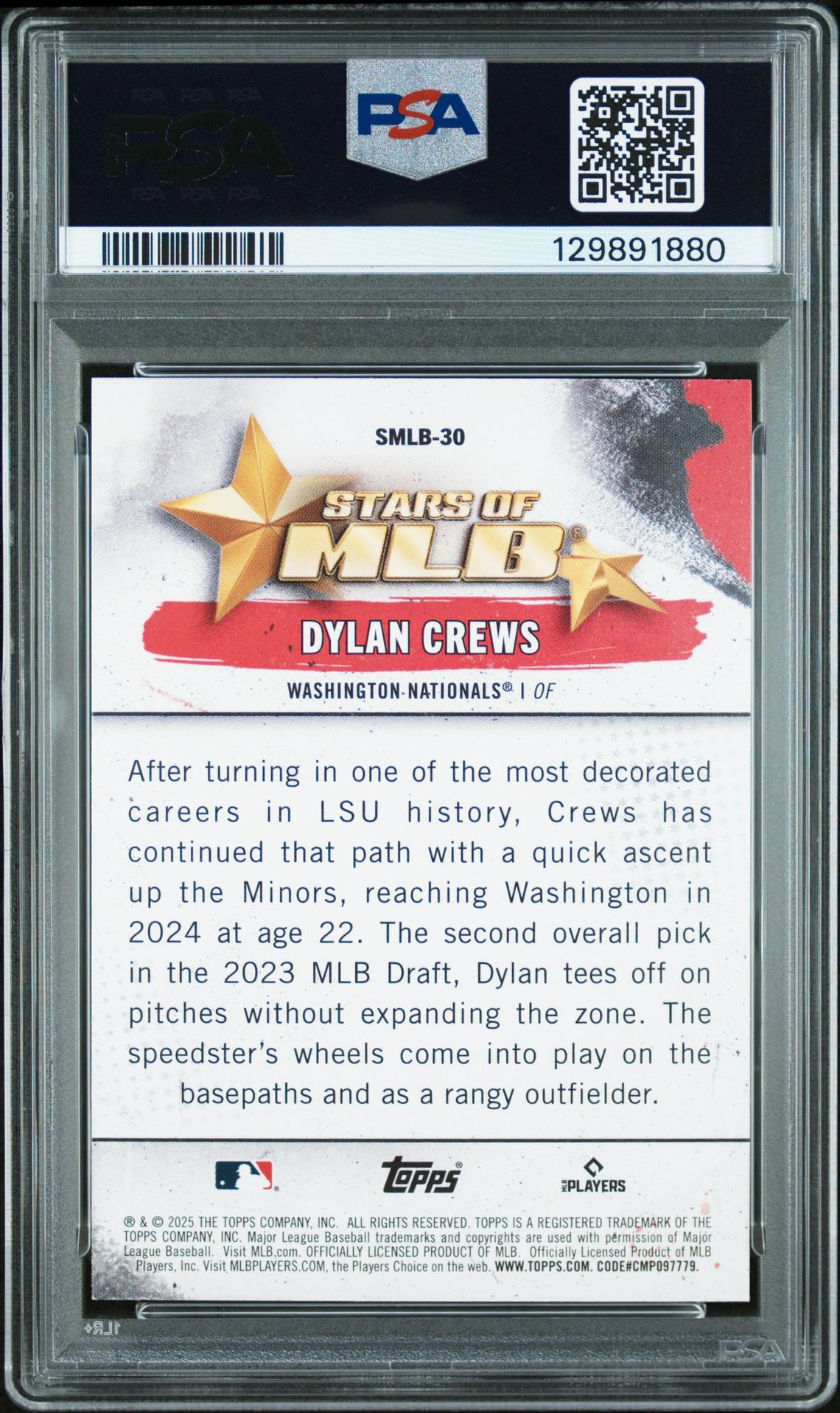 2025 Topps Stars Of Mlb Dylan Crews #Smlb30 Gem Mt 10 back