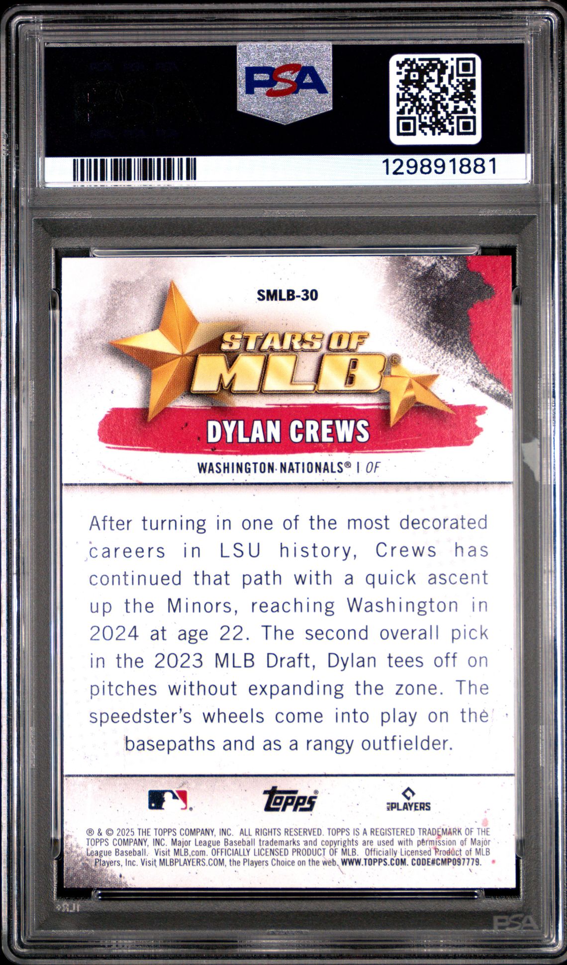 2025 Topps Stars Of Mlb Dylan Crews #Smlb30 Mint 9 back