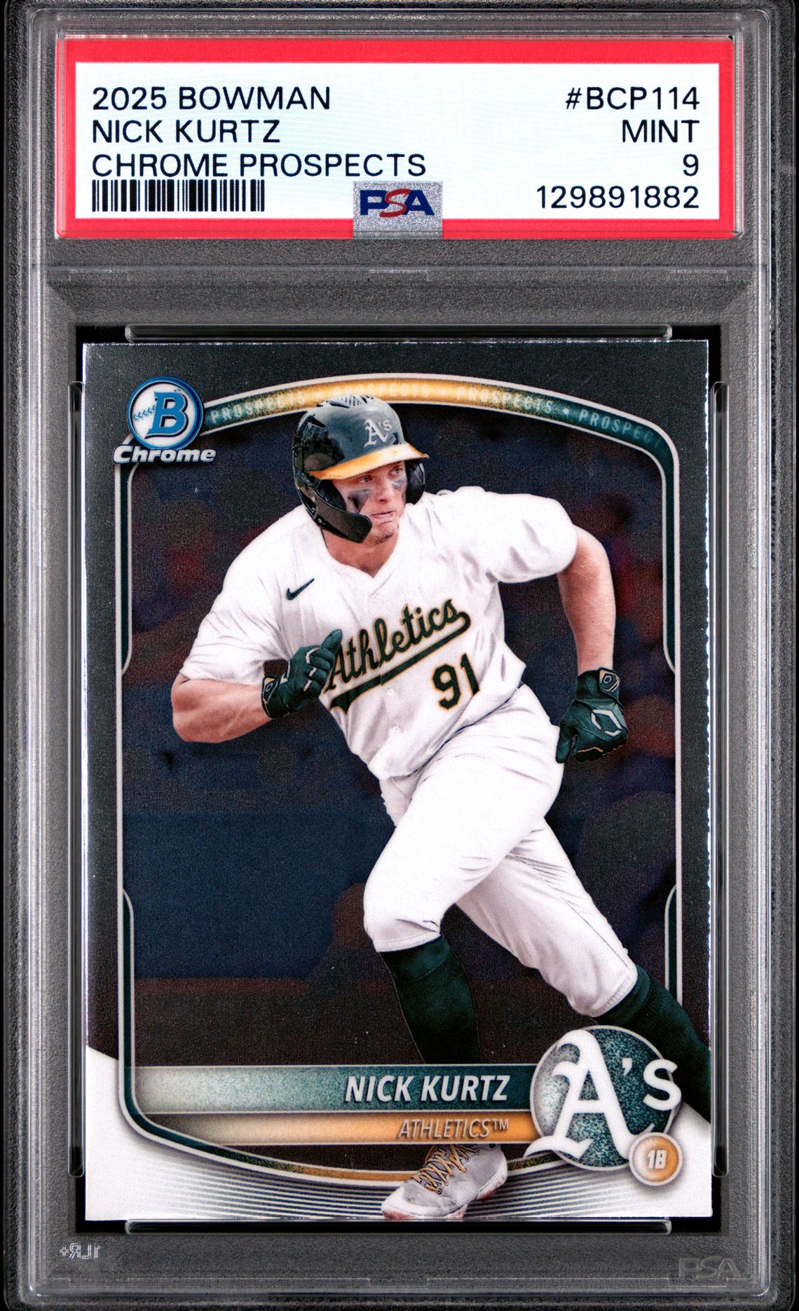2025 Bowman Chrome Prospects Nick Kurtz #Bcp114 Mint 9 front