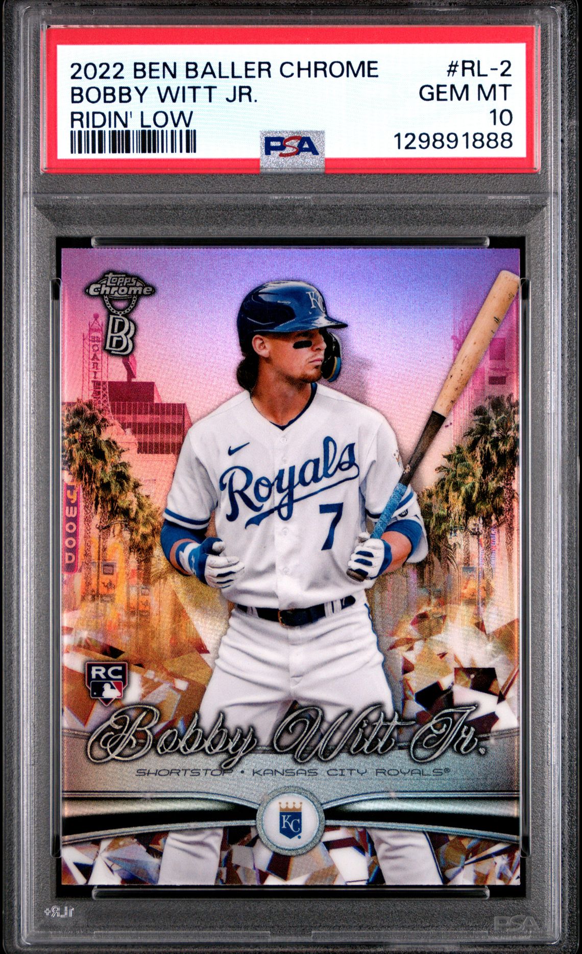 2022 Topps Chrome Ben Baller Ridin' Low Bobby Witt Jr. #Rl-2 (Ridin' Low) Gem Mt 10 front