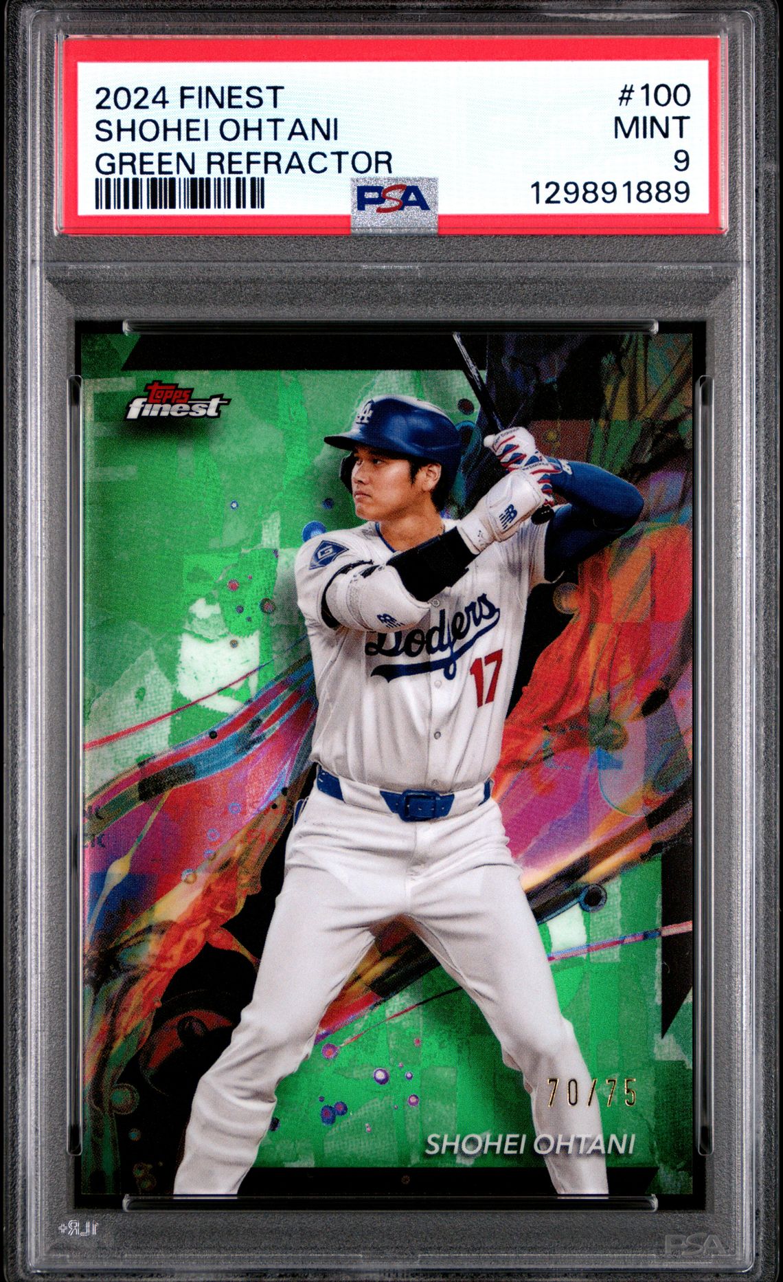 2024 Topps Finest Shohei Ohtani #100 (Green Refractor) Mint 9 front