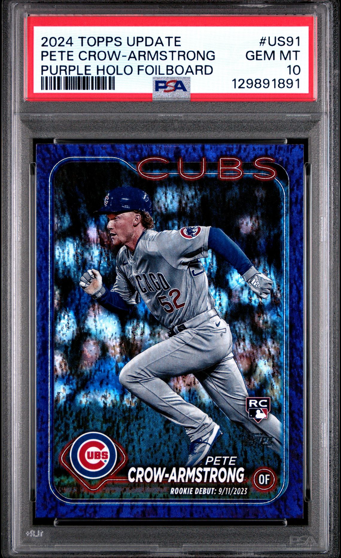 2024 Topps Update Pete Crow-Armstrong #Us91 (Purple Holo Foilboard) Gem Mt 10 front