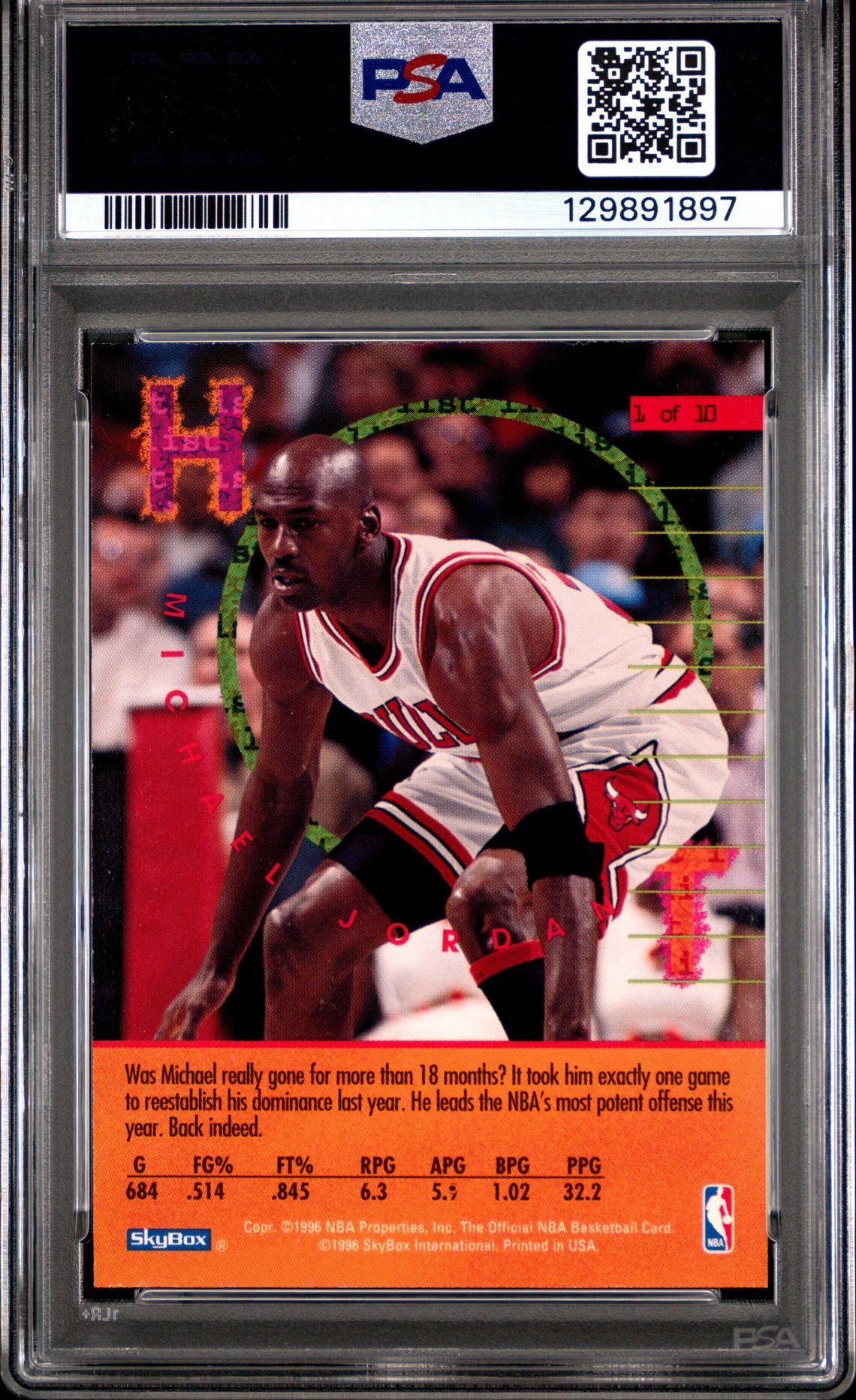 1995 Hoops Hot List Michael Jordan #1 (Hot List) Nm-Mt 8 back