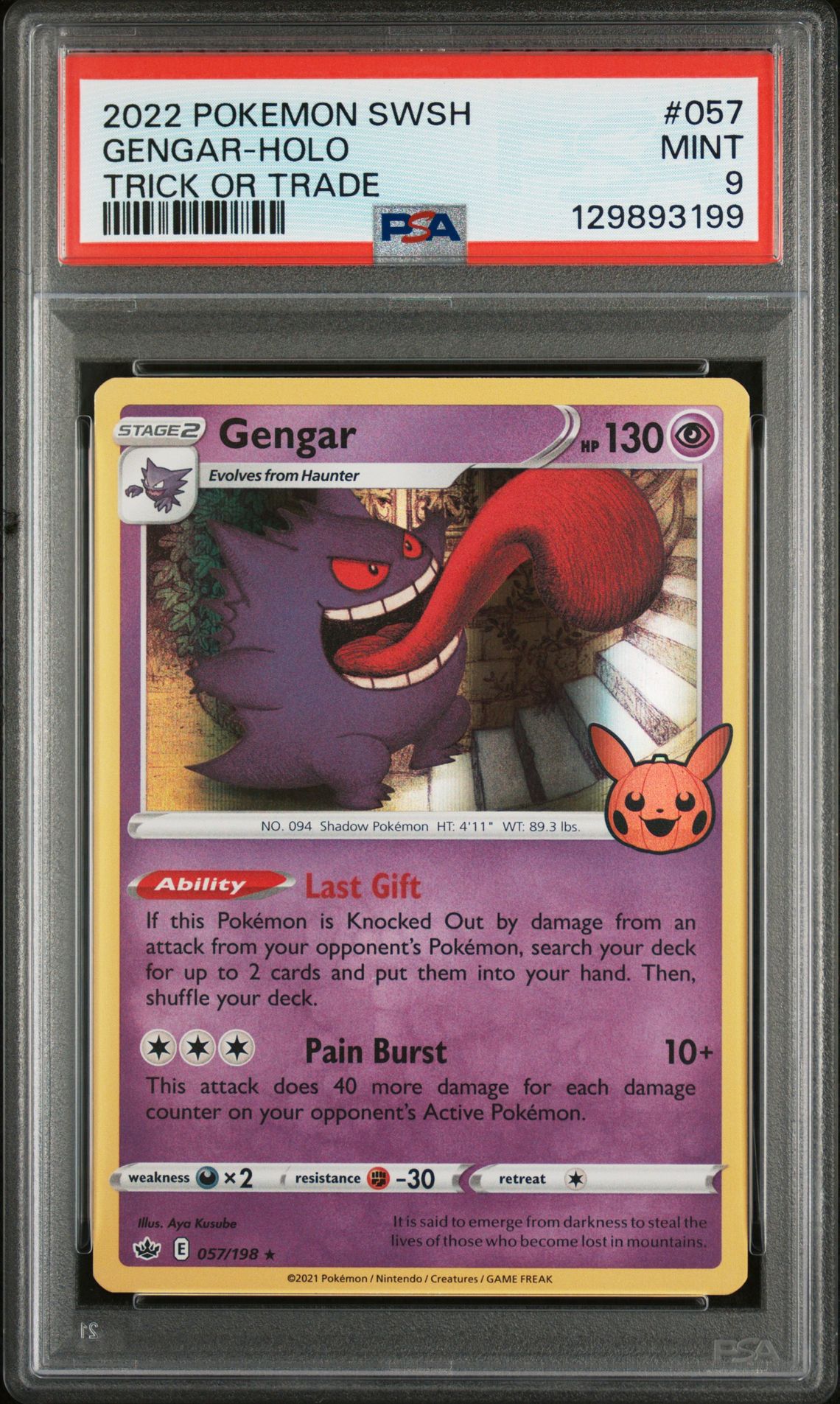 2021 Pokemon Sword & Shield Chilling Reign Gengar-Holo #057 (Trick Or Trade) Mint 9 front