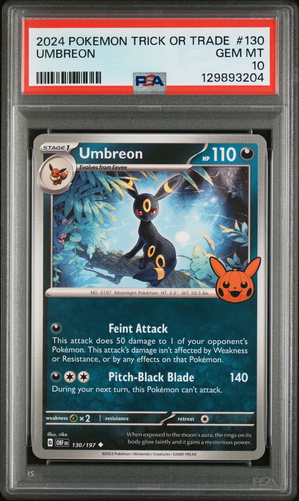 2024 Pokemon Trick Or Trade Umbreon #130 Gem Mt 10 front