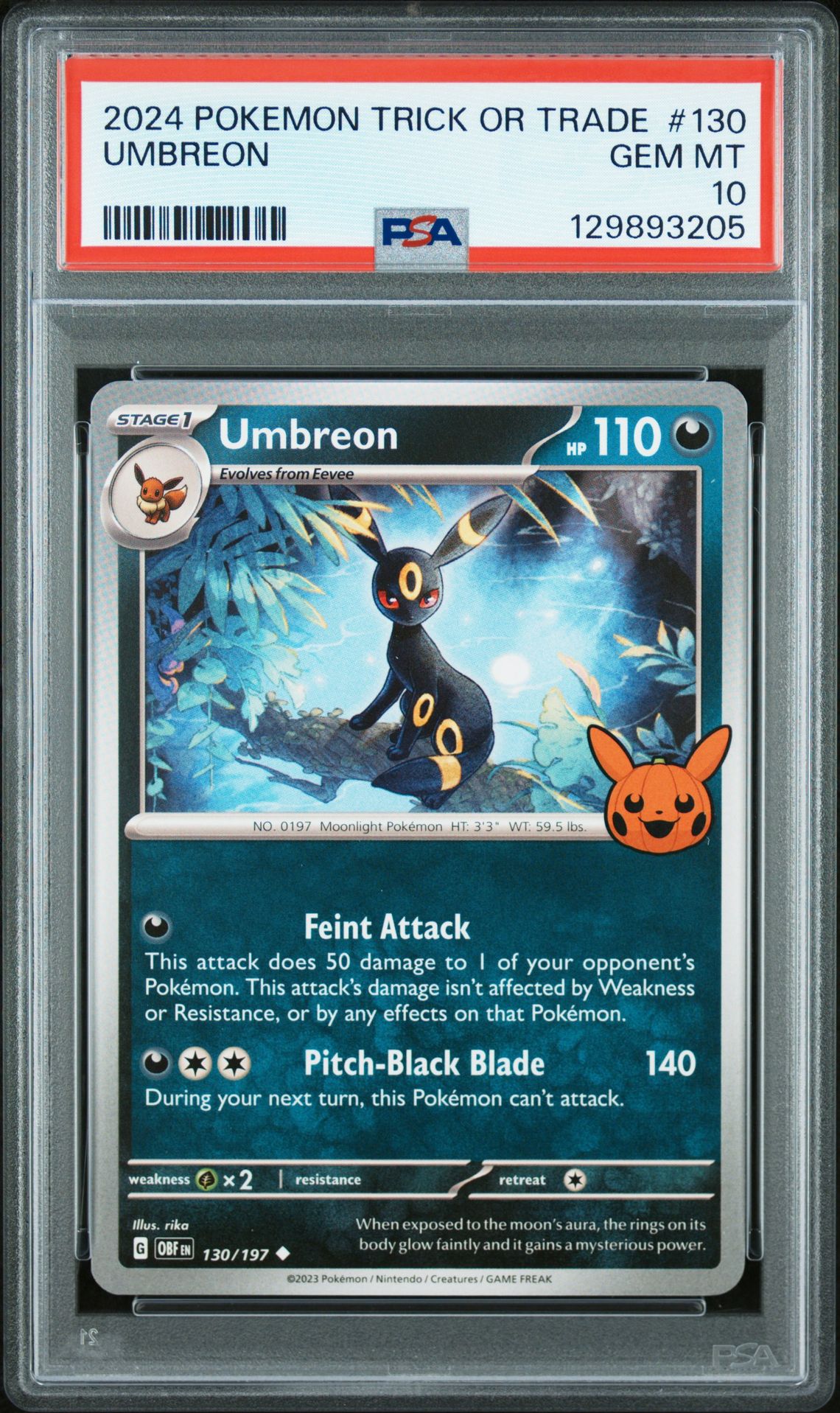 2024 Pokemon Trick Or Trade Umbreon #130 Gem Mt 10 front