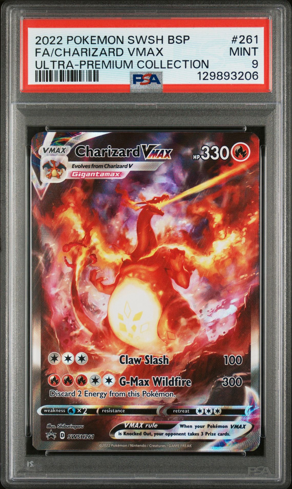 2022 Pokemon Swsh Black Star Promo Fa/Charizard Vmax #261 (Ultra-Premium Collection) Mint 9 front