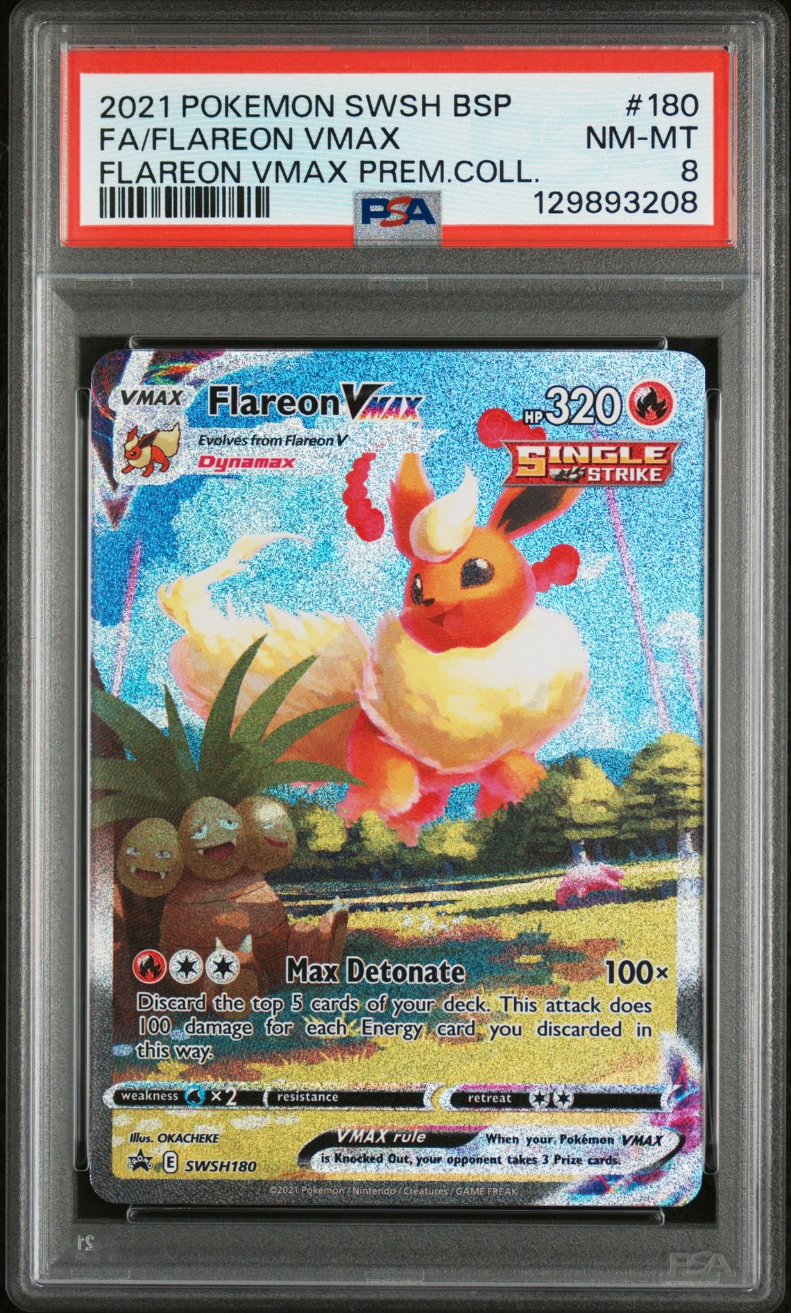 2021 Pokemon Swsh Black Star Promo Fa/Flareon Vmax #180 (Flareon Vmax Prem.coll.) Nm-Mt 8 front