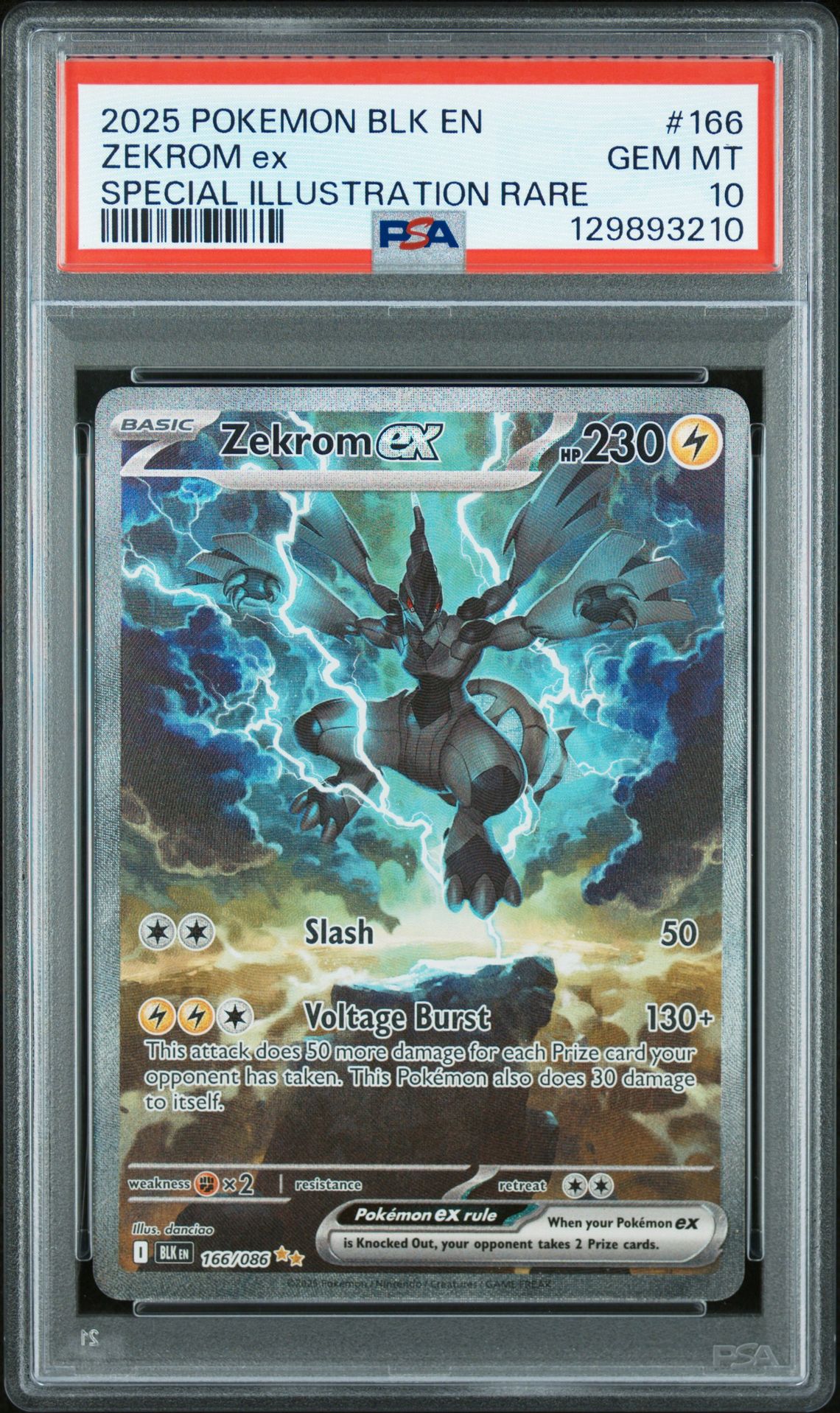 2025 Pokemon Blk En-Black Bolt Zekrom Ex #166 (Special Illustration Rare) Gem Mt 10 front