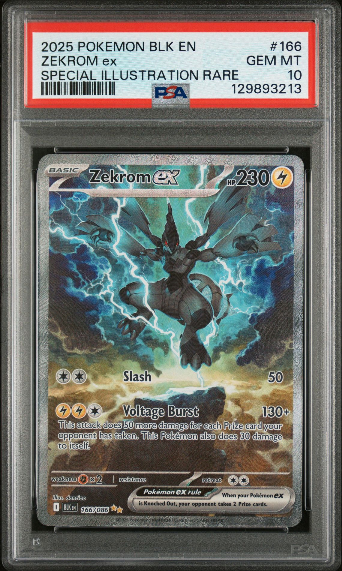 2025 Pokemon Blk En-Black Bolt Zekrom Ex #166 (Special Illustration Rare) Gem Mt 10 front