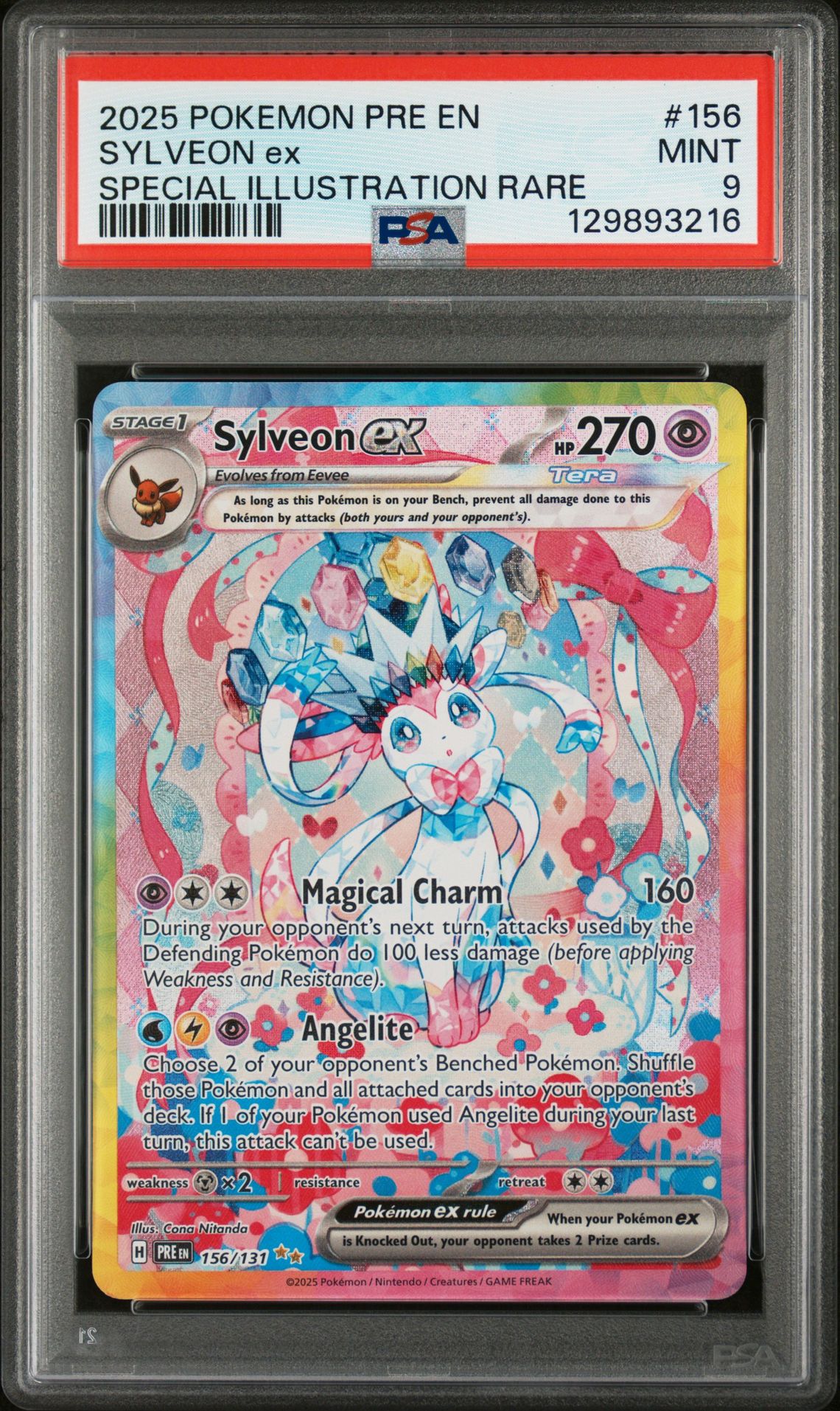 2025 Pokemon Pre En-Prismatic Evolutions Sylveon Ex #156 (Special Illustration Rare) Mint 9 front