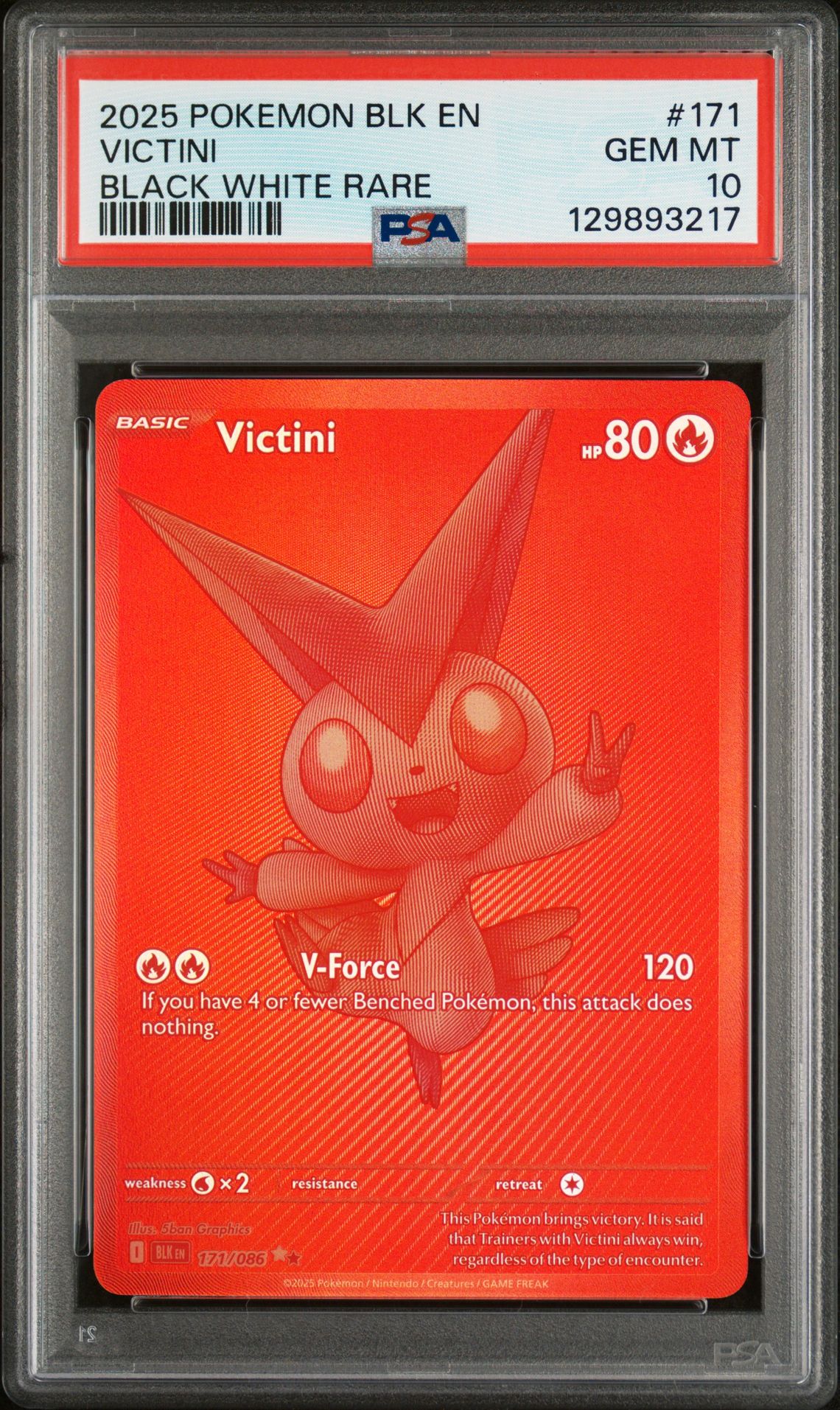 2025 Pokemon Blk En-Black Bolt Victini #171 (Black White Rare) Gem Mt 10 front