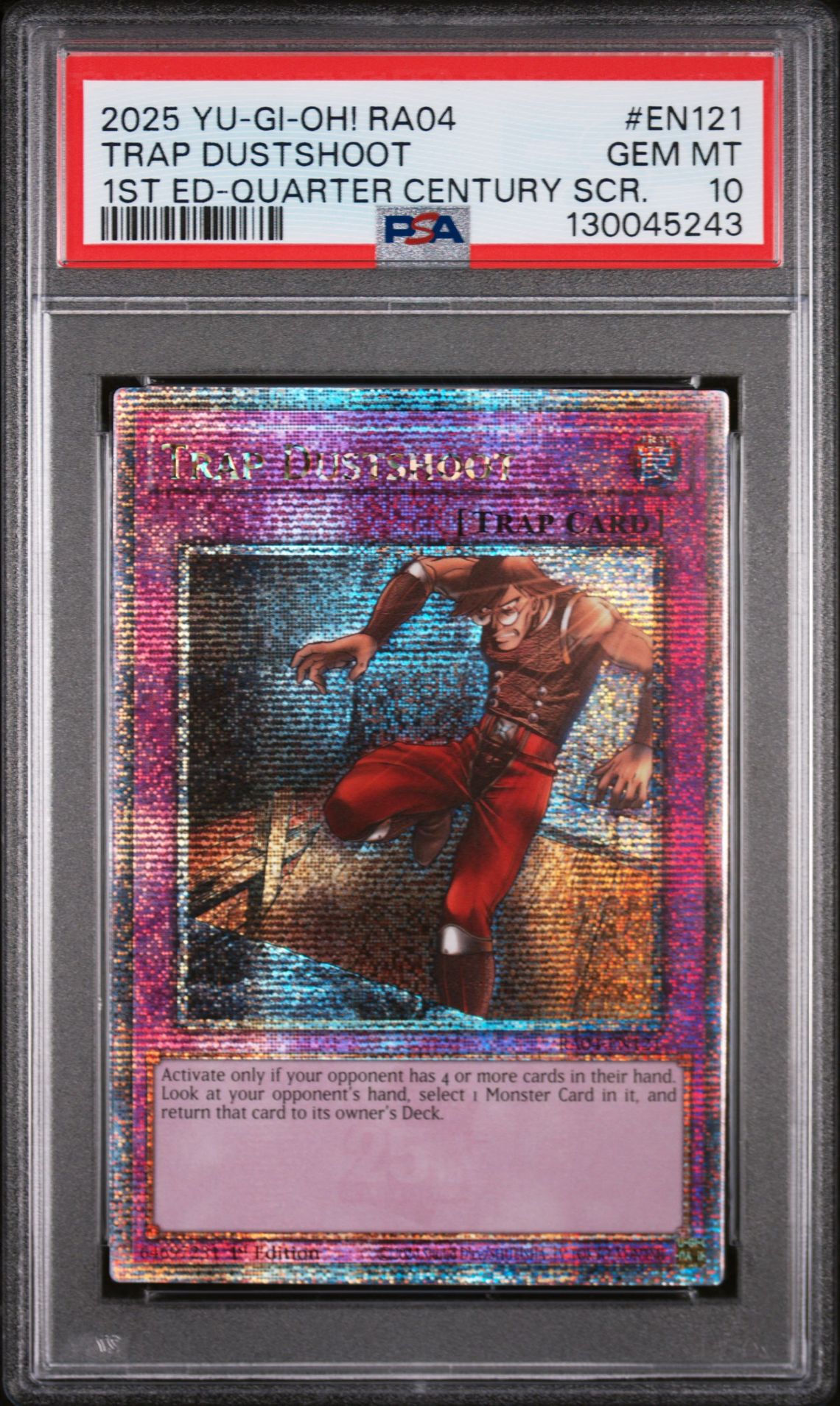 2025 Yu-Gi-Oh! YU-GI-OH! RA04-QUARTER CENTURY STAMPEDE 1ST ED-QUARTER CENTURY SCR. #EN121 Trap Dustshoot front