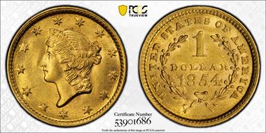 1854 G$1 Type 1 MS63