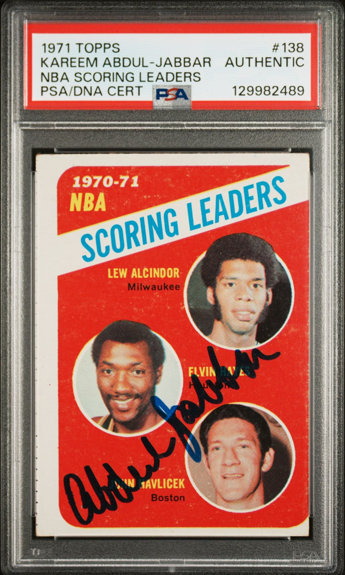 1971 Topps Kareem Abdul-Jabbar #138 (Nba Scoring Leaders) N0: Authentic front
