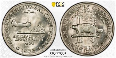 1936 50C Wisconsin MS65