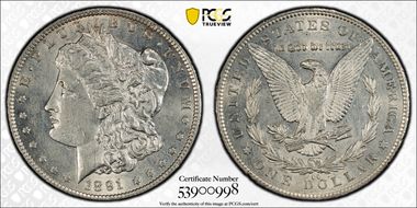 1891-CC $1 VAM 3, Spitting Eagle N1