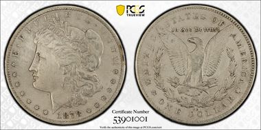 1878-CC $1 VAM 11, Lines in Wing N1