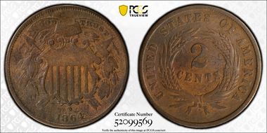 1864 2C Small Motto F12BN