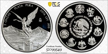 2016-Mo 5 Onza Libertad Ag PR69DCAM