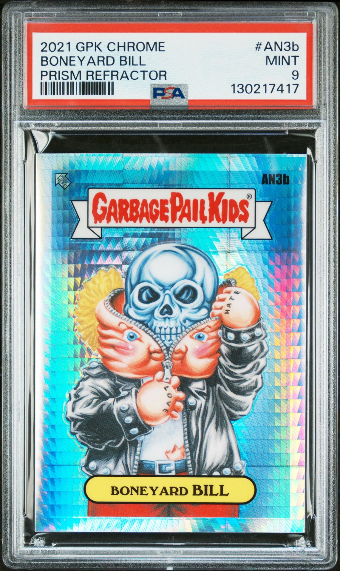 2021 Topps GARBAGE PAIL KIDS CHROME Prism Refractor #AN3B Boneyard Bill front