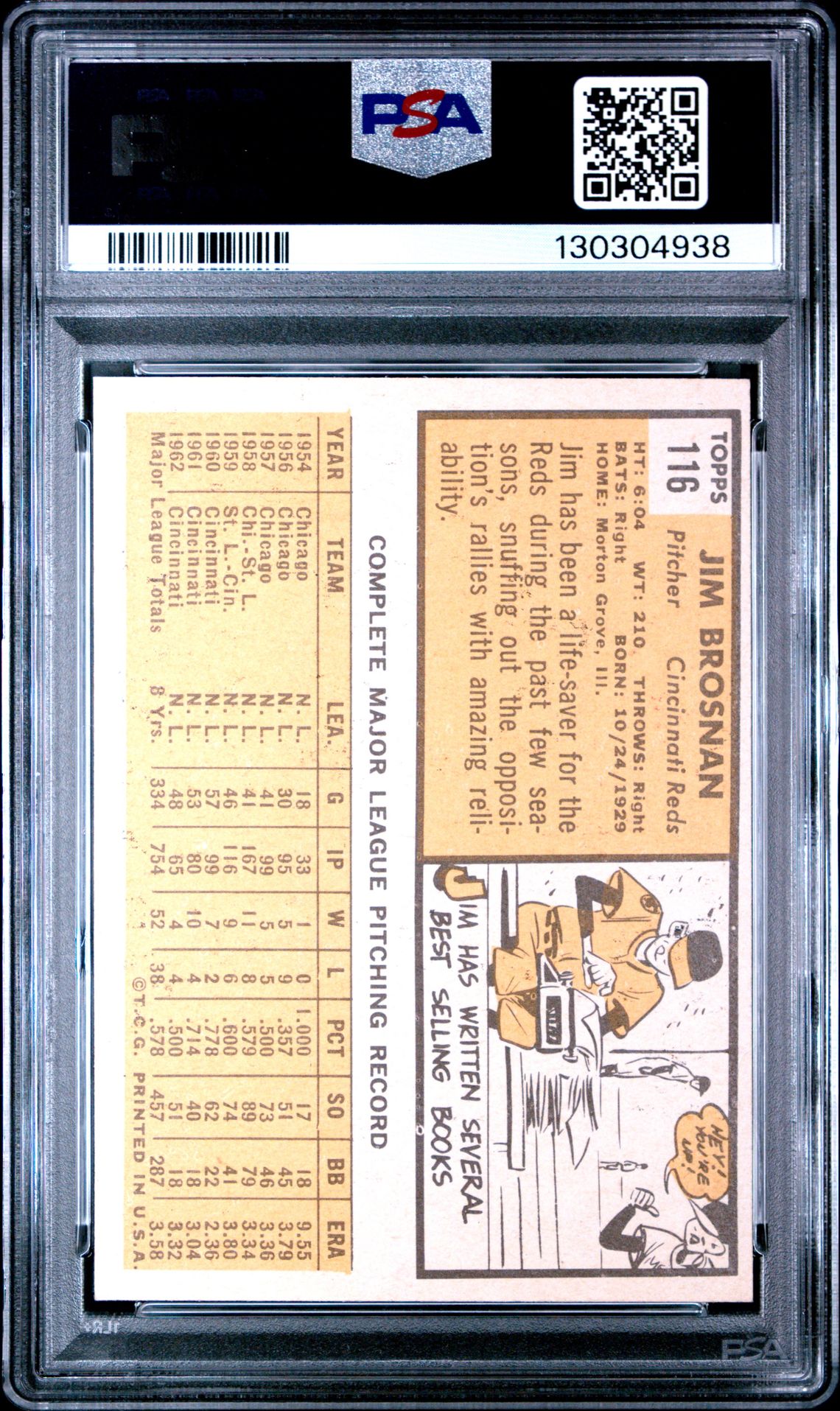 1963 Topps Jim Brosnan #116 Ex 5 back