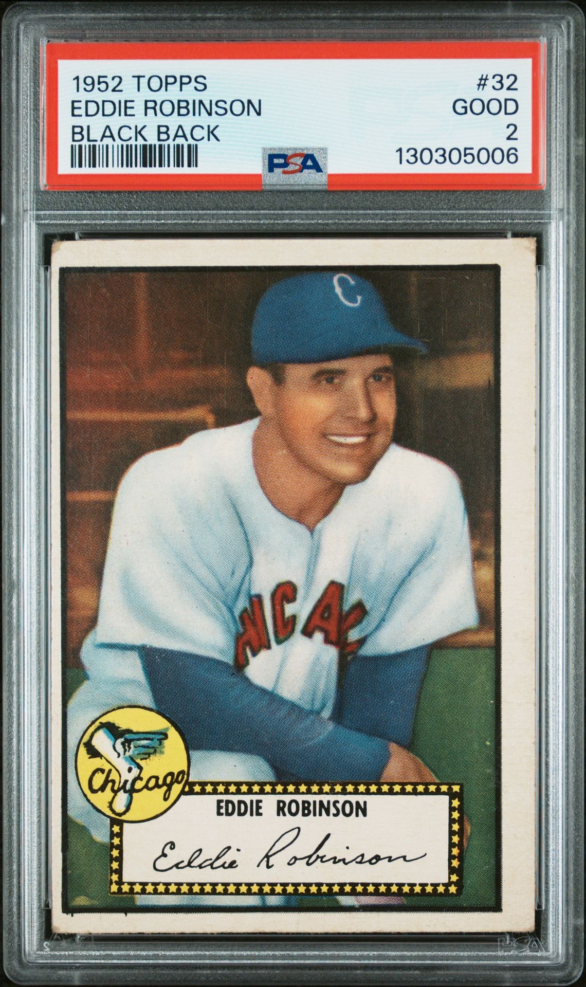 1952 Topps Eddie Robinson #32 (Black Back) Good 2 front