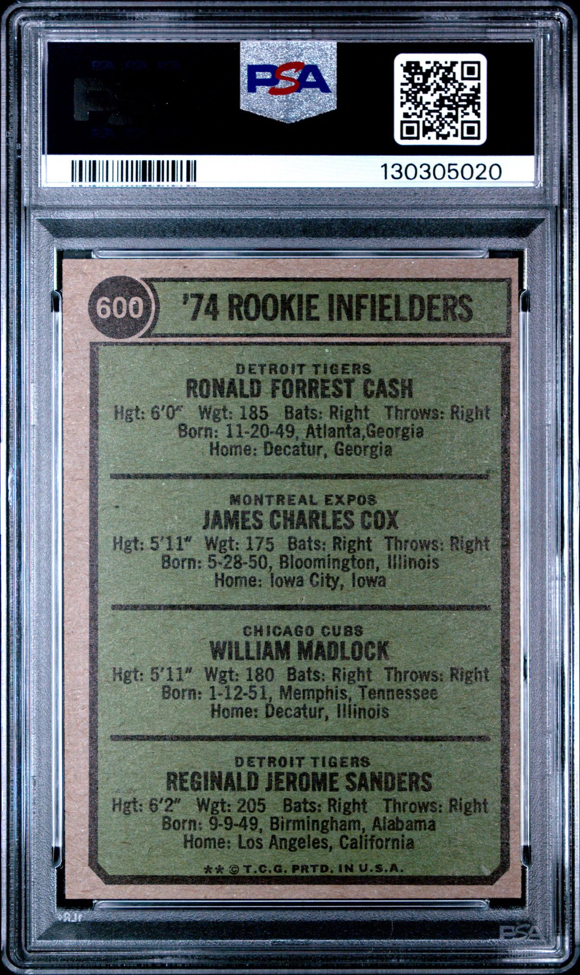 1974 Topps Rookie Infielders #600 Ex-Mt 6 back