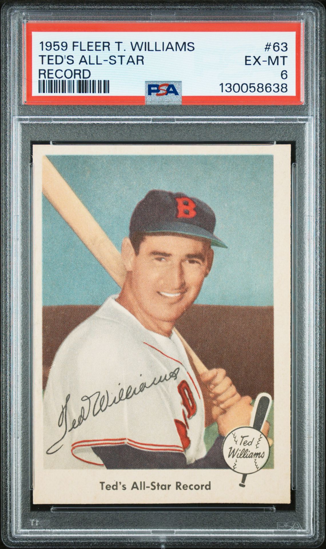 1959 Fleer FLEER TED WILLIAMS RECORD #63 Ted's All-Star front