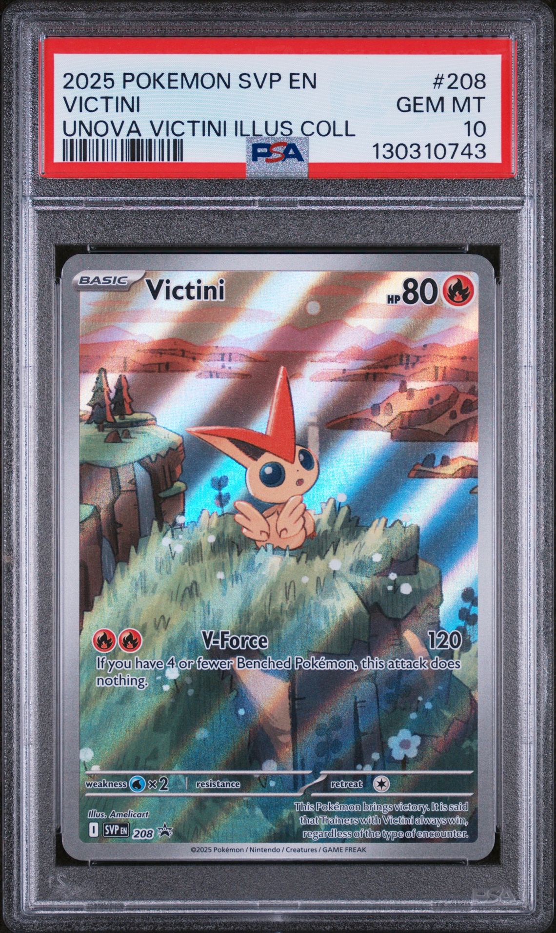2025 Pokemon Svp En-Sv Black Star Promo Victini #208 (Unova Victini Illus Coll) Gem Mt 10 front