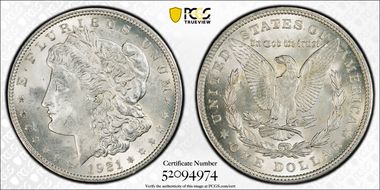 1921 $1 Morgan MS64