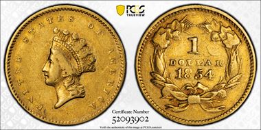 1854 G$1 Type 2 XF40