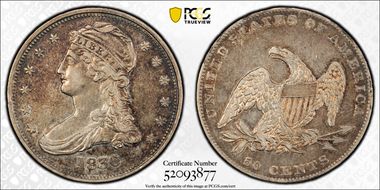 1836 50C Reeded Edge XF45
