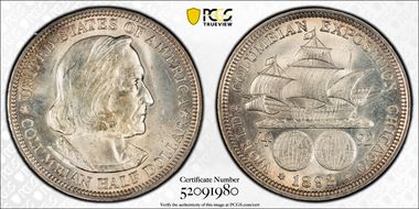 1892 50C Columbian MS64
