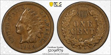 1909-S 1C Indian XF45BN