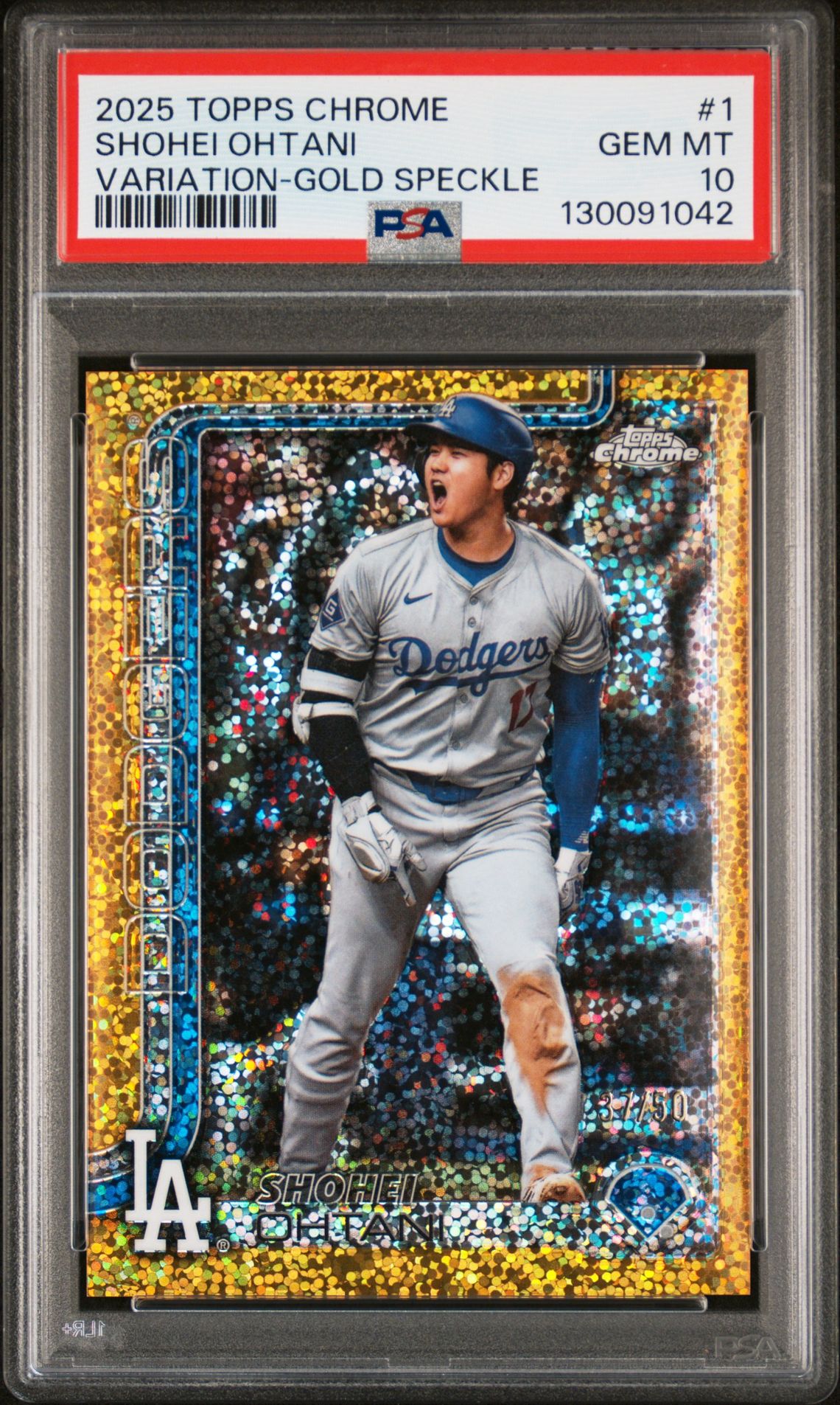 2025 Topps TOPPS CHROME VARIATION-GOLD SPECKLE #1 Shohei Ohtani front