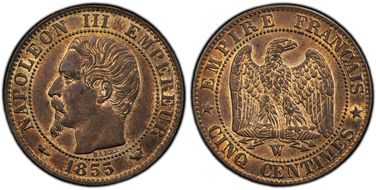 1855-W 5C Gad-152 Chien MS64RB